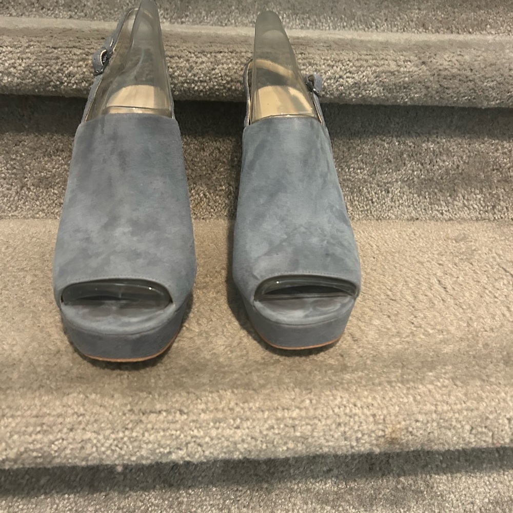 Nine West Blue/gray suede Slingback 4 inch heels - Picture 5 of 8